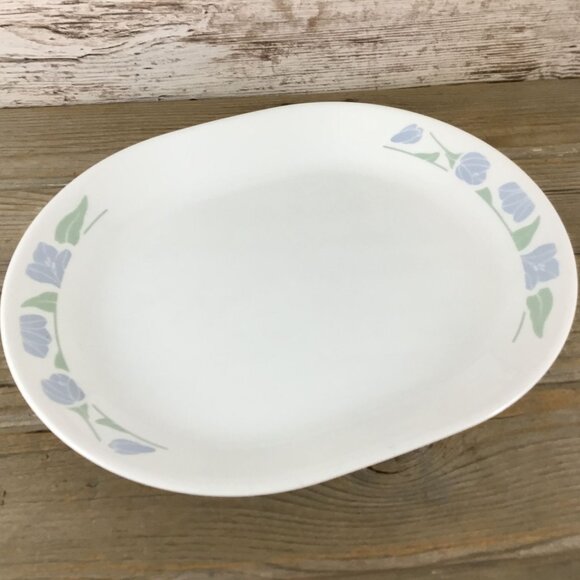 Corelle Friendship Oval Platter 12 1/4" Blue Floral Pattern - Picture 8 of 9